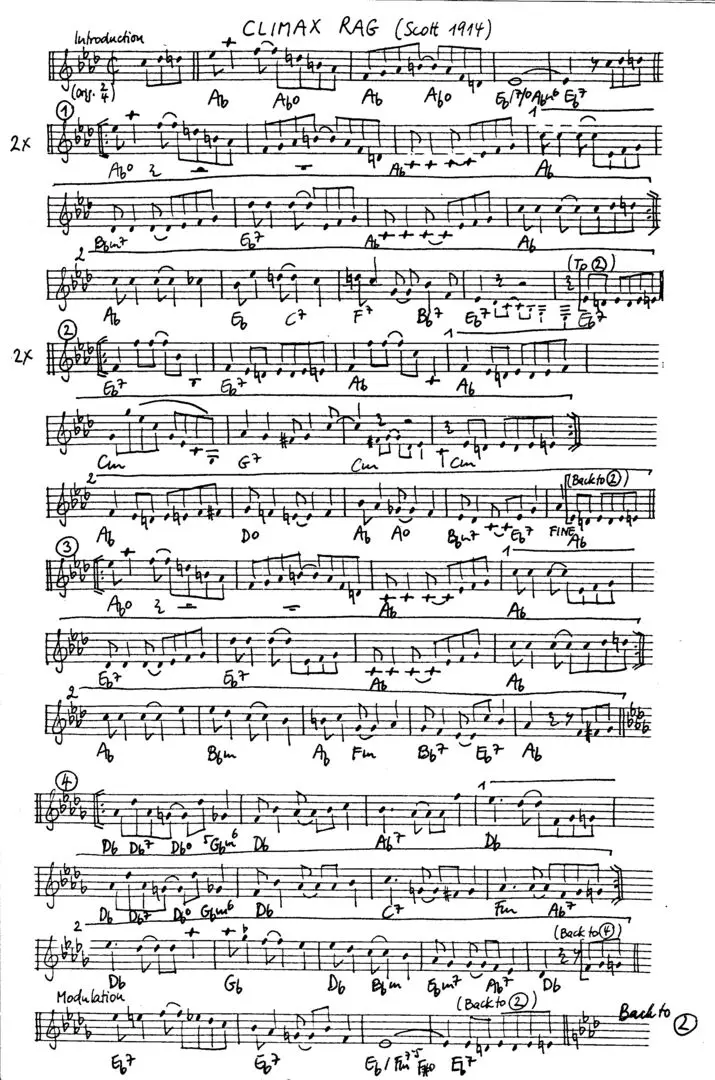 climax rag free jazz leadsheet - Courtesy of the Jungle Jazz Band